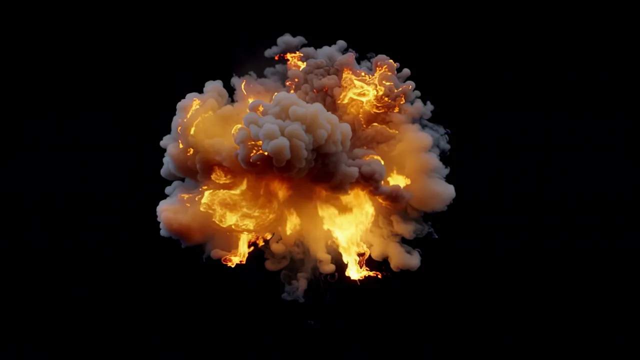 Slow Motion Fireball Explosion with Smoke Effects
