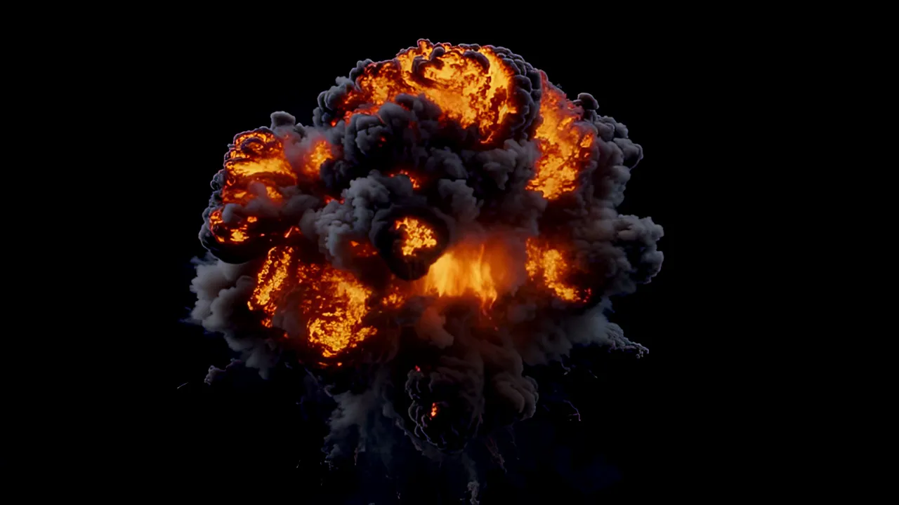 Slow Motion Fireball Explosion with Smoke Effects