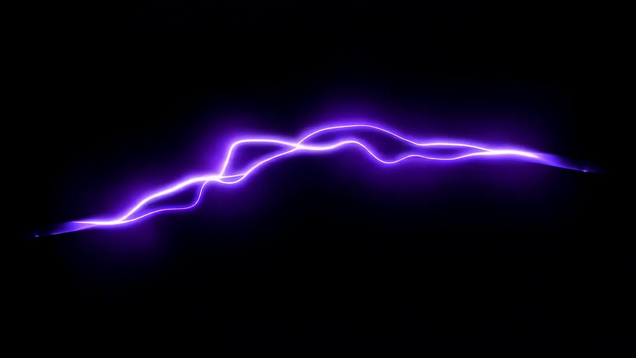 Slow-Moving Electrical Discharge Against Black Background