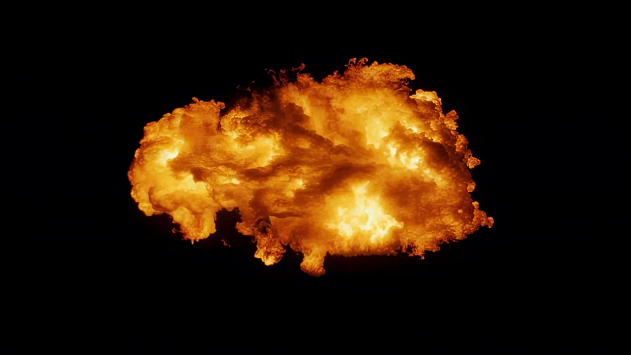 Slow-Moving Fire Cloud Expanding in Black Space