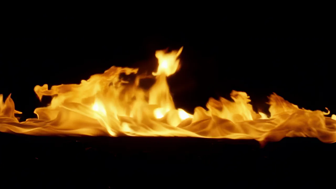 Slow Rolling Fire Flame Band on Black Background