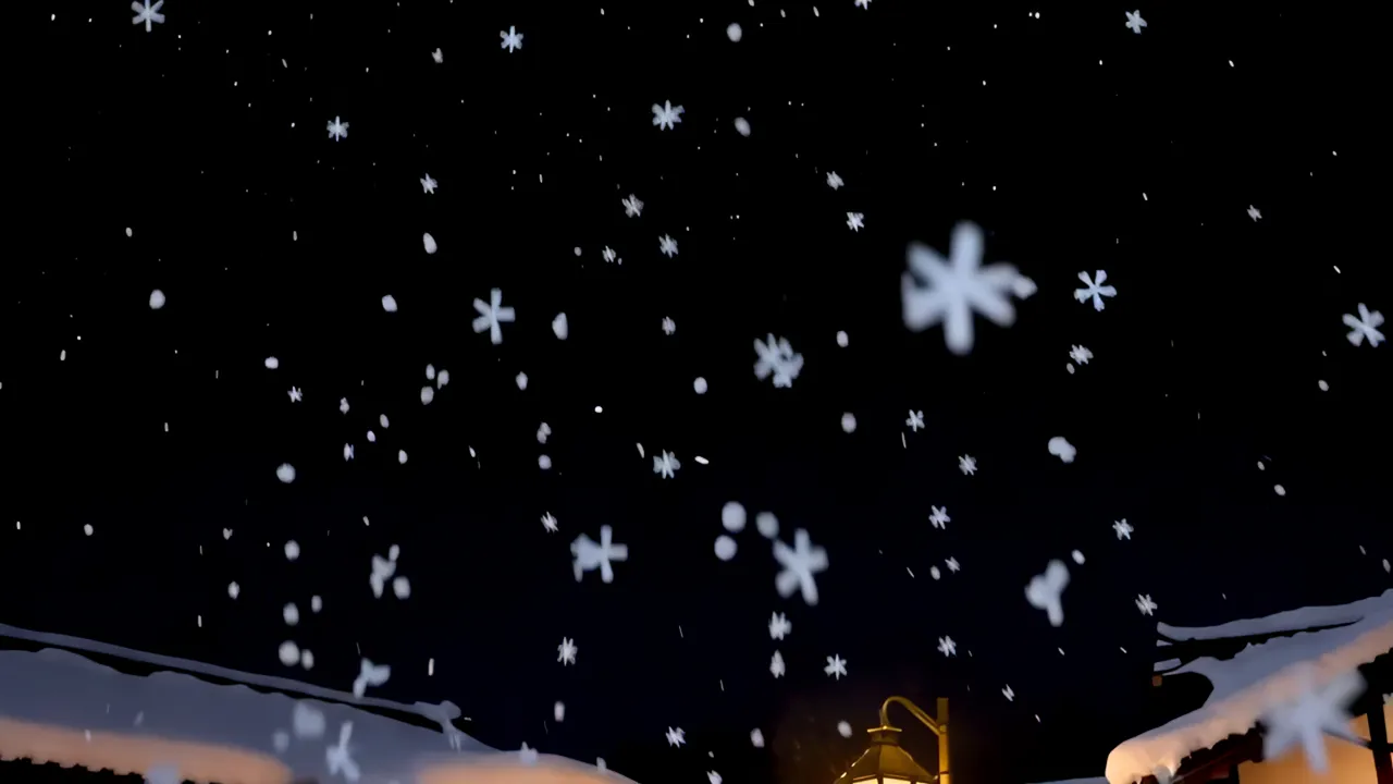 Snow-Covered Japanese Village at Night with Warm Lights
