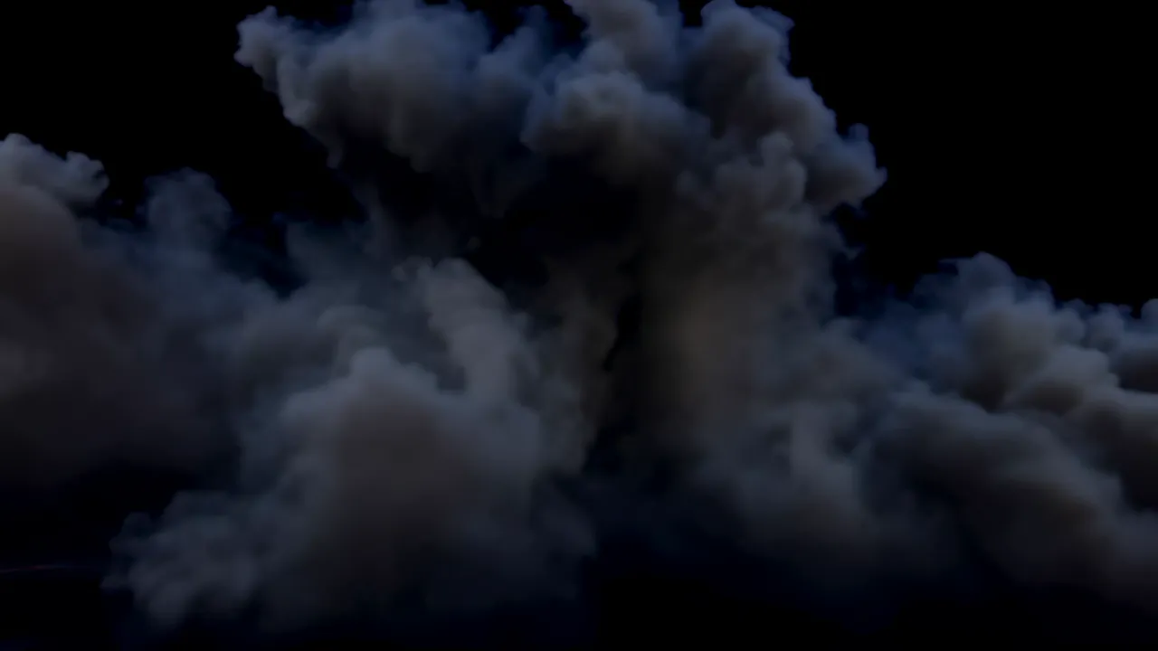 Soft Volumetric Fog Cloud Expanding Across Black Background