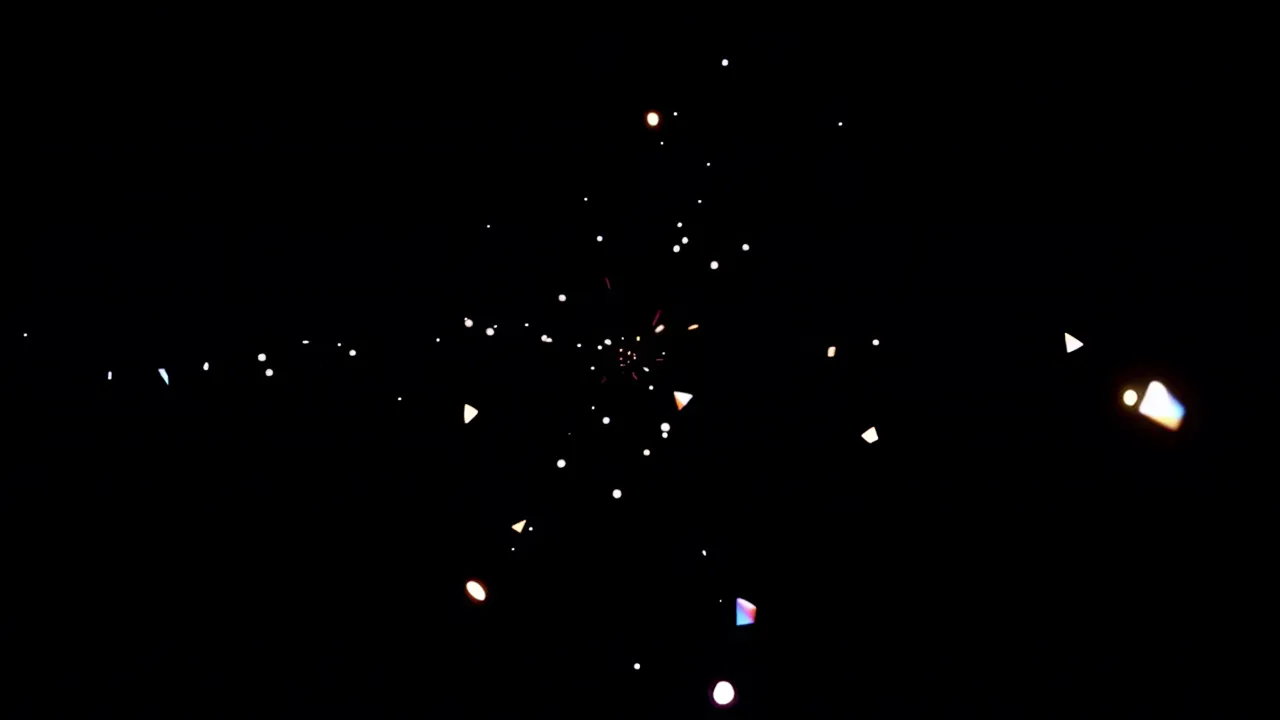 Soft White Light Particles Falling Through Black Space