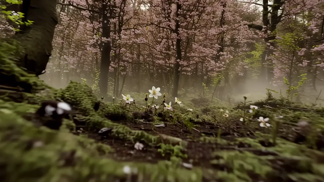 Spring Wildflowers Emergence on Forest Floor
