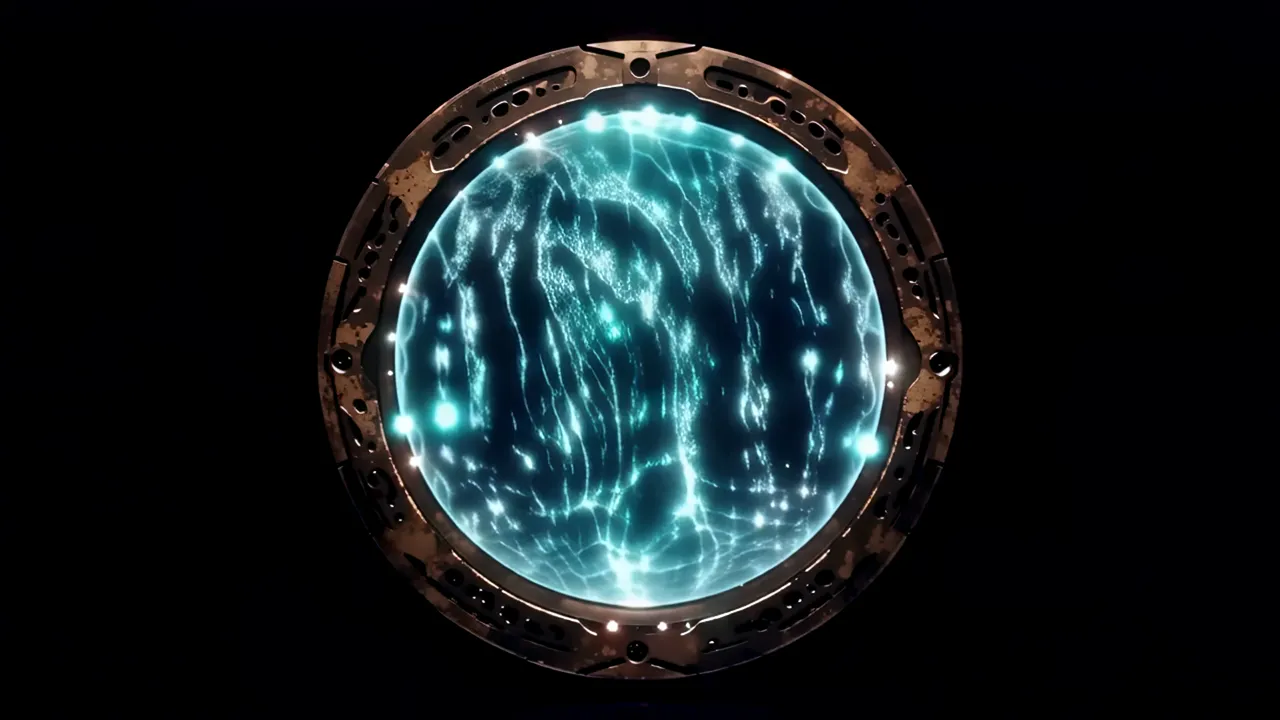 Stargate-Style Portal with Shimmering Water Surface