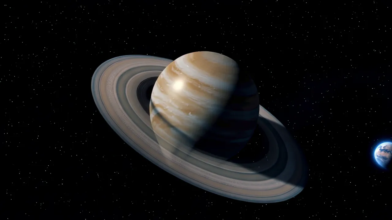 Stunning Saturn with Iconic Rings and Banded Surface