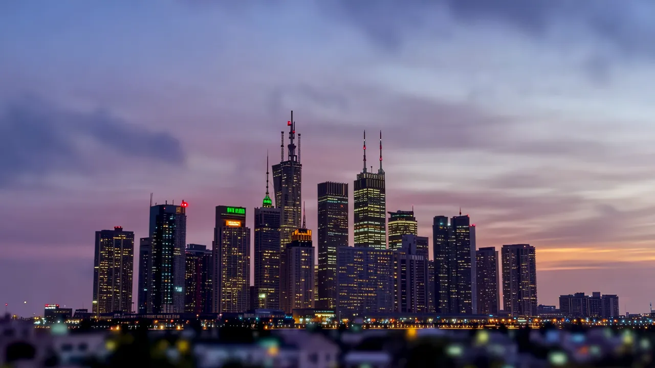 Stunning Skyline Time-Lapse Against Evening Sky