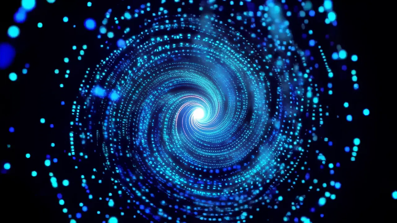 Swirling Blue Particle Data in Cosmic Darkness