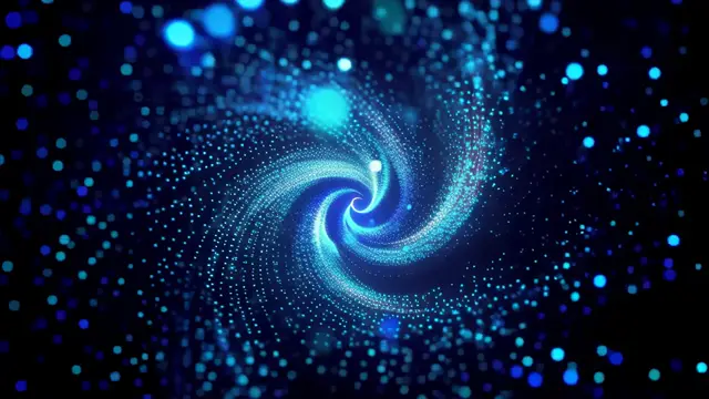 Swirling Blue Particle Vortex in Cosmic Darkness