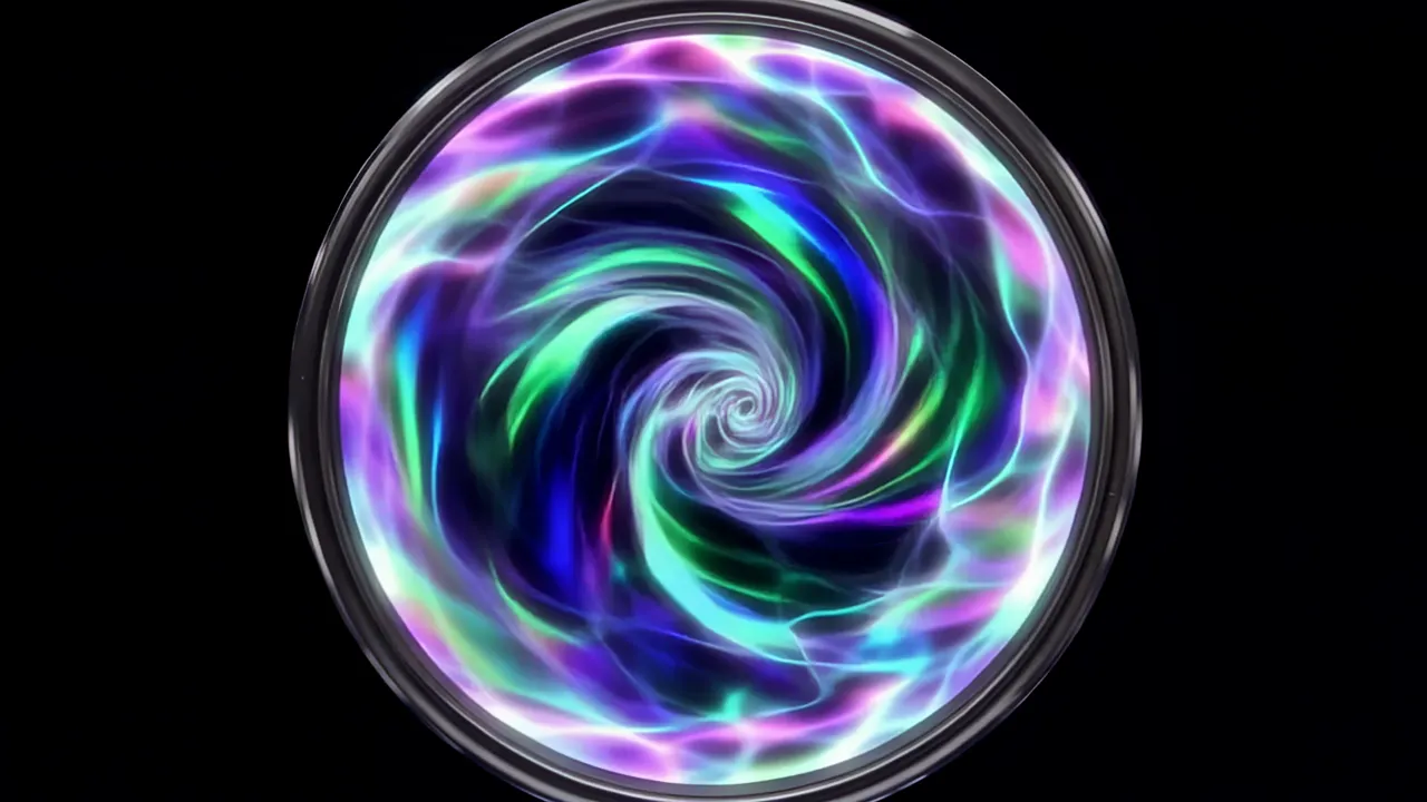 Swirling Energy in a Glowing Portal Ring on Black Background