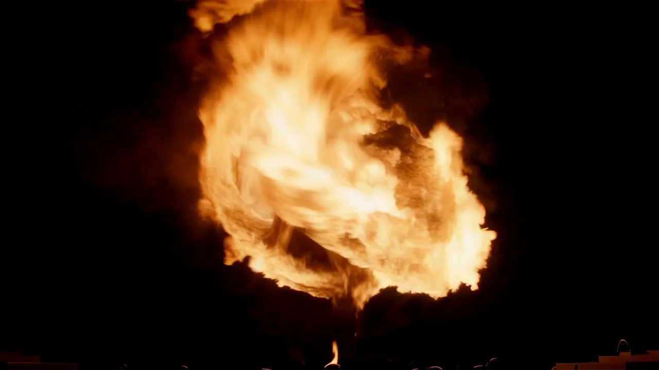 Swirling Fire Vortex Filling the Frame