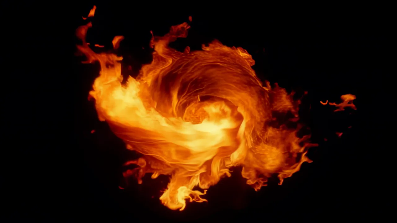 Swirling Fire Vortex on a Black Background