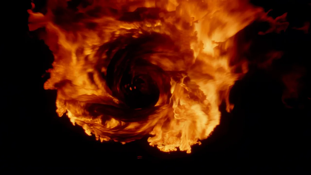 Swirling Fire Vortex with Dynamic Flame Patterns