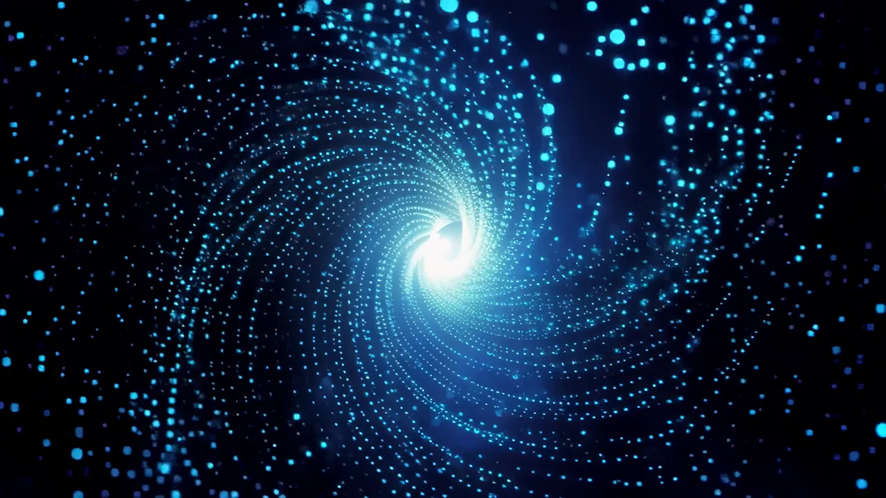 Swirling Vortex of Blue Particle Data in Cosmic Darkness