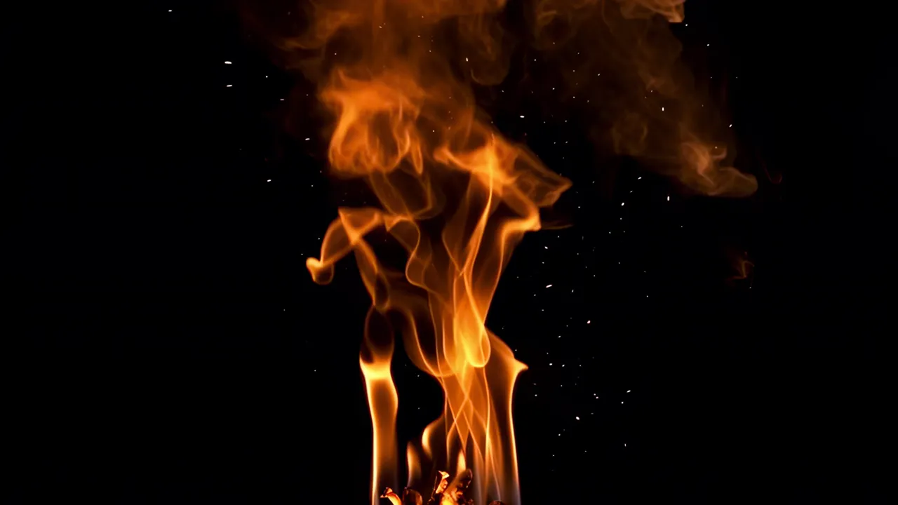 Thin Smoke Wisps Rising Against Black Background