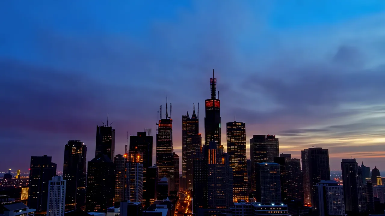 Time-lapse of Metropolitan Skyline Against Open Sky