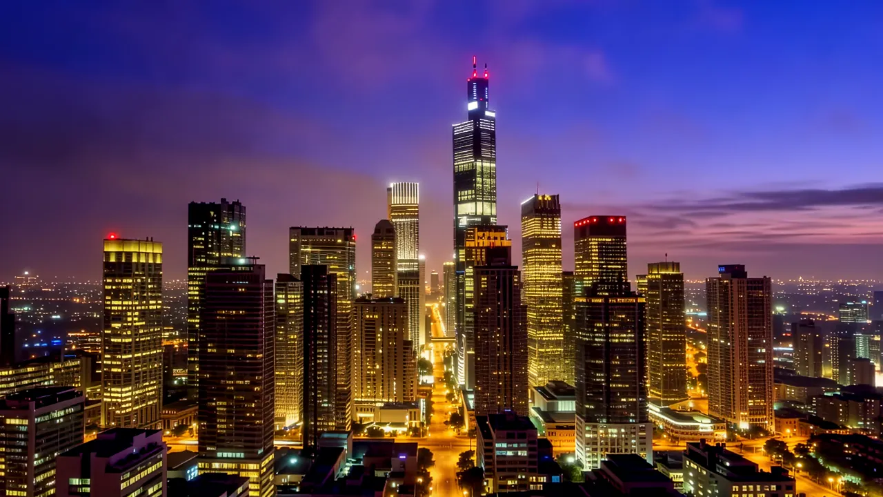 Time-lapse of Metropolitan Skyline at Sunset