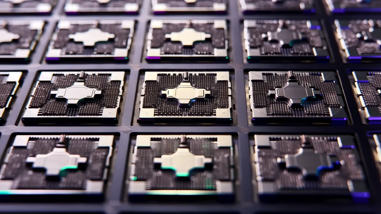 Top-Down View of Semiconductor Wafer with Chip Dies