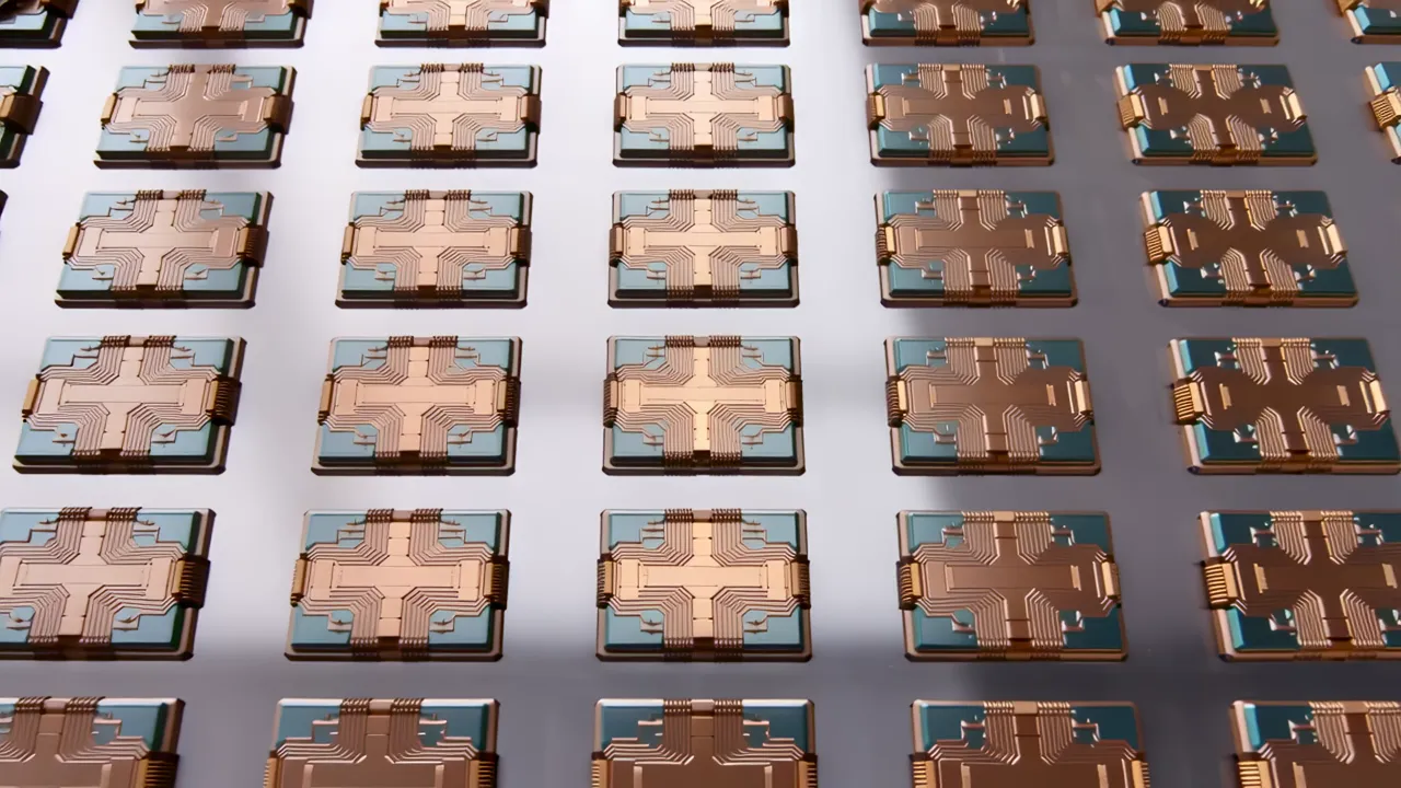 Top-Down View of Semiconductor Wafer with Chip Dies