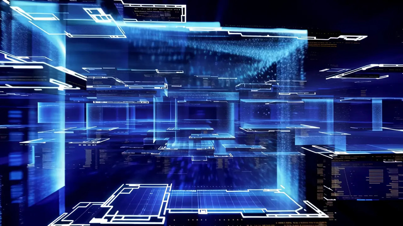 Translucent Blue Layers with Data Planes in Dark Space