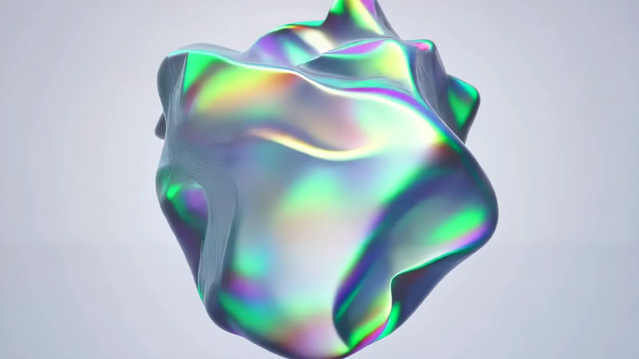 Translucent Iridescent Fluid Morphing Abstract Shape
