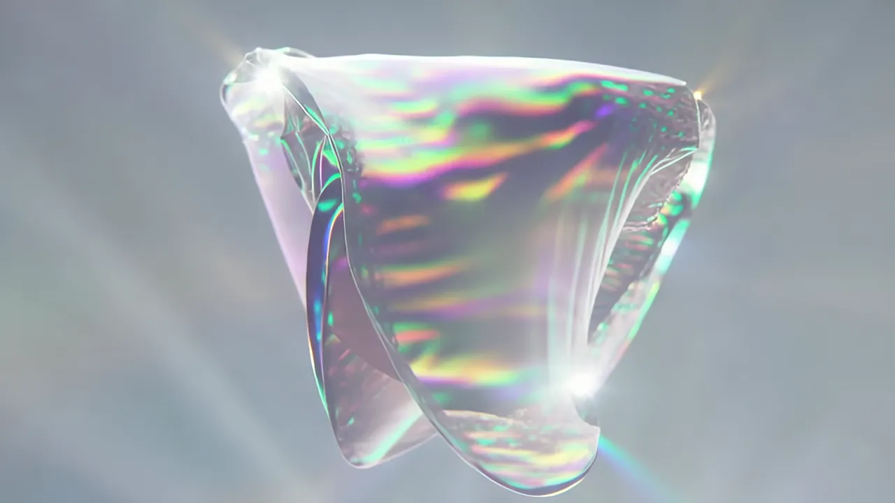 Translucent Iridescent Material Morphing Abstract Shapes