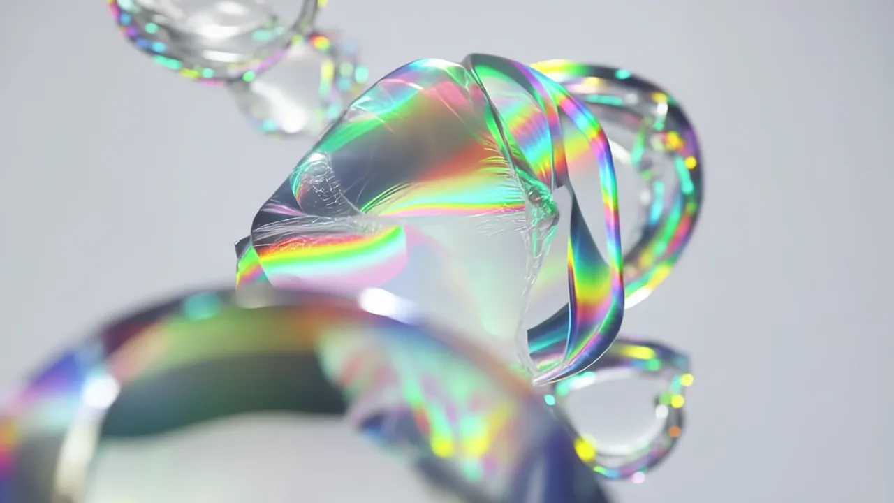 Translucent Iridescent Material Morphing Abstract Visuals