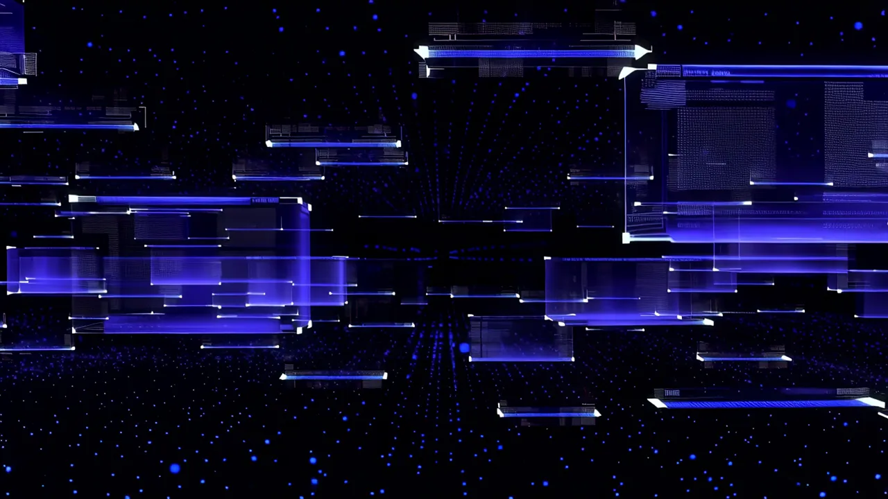 Translucent Layers of Blue Light in Black Background