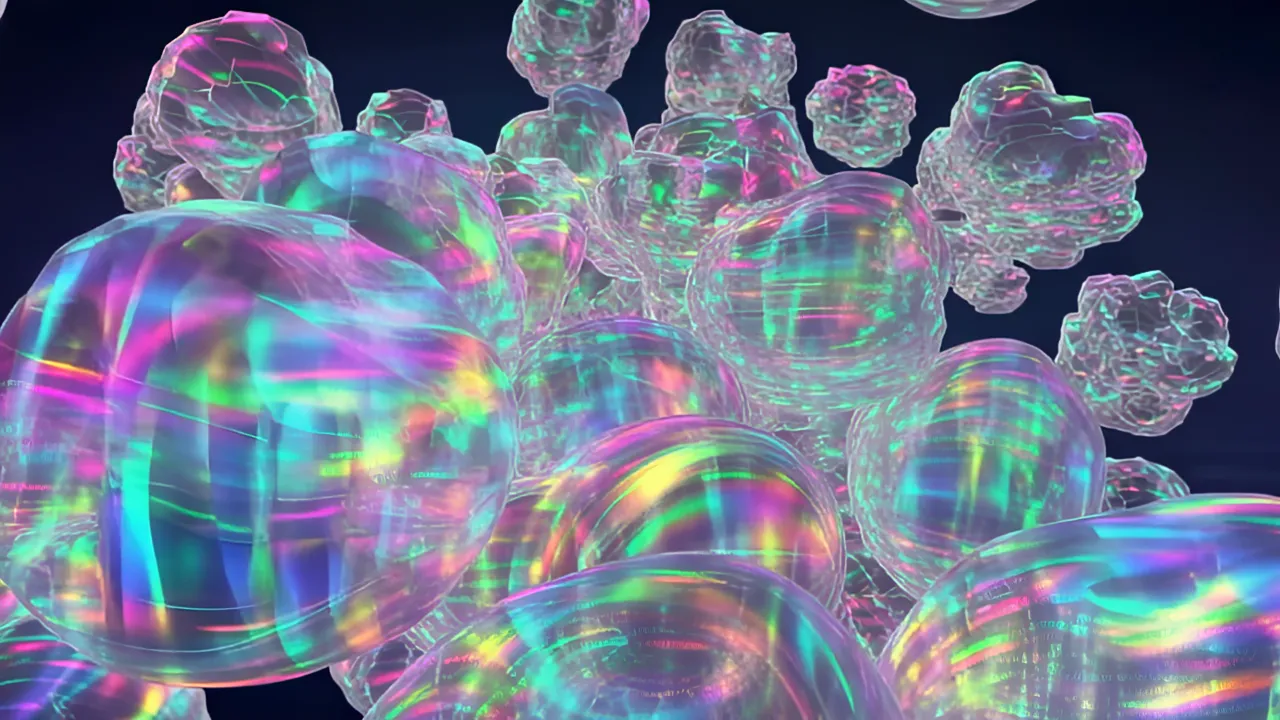 Translucent Masses Shifting and Dissolving in Colorful Light