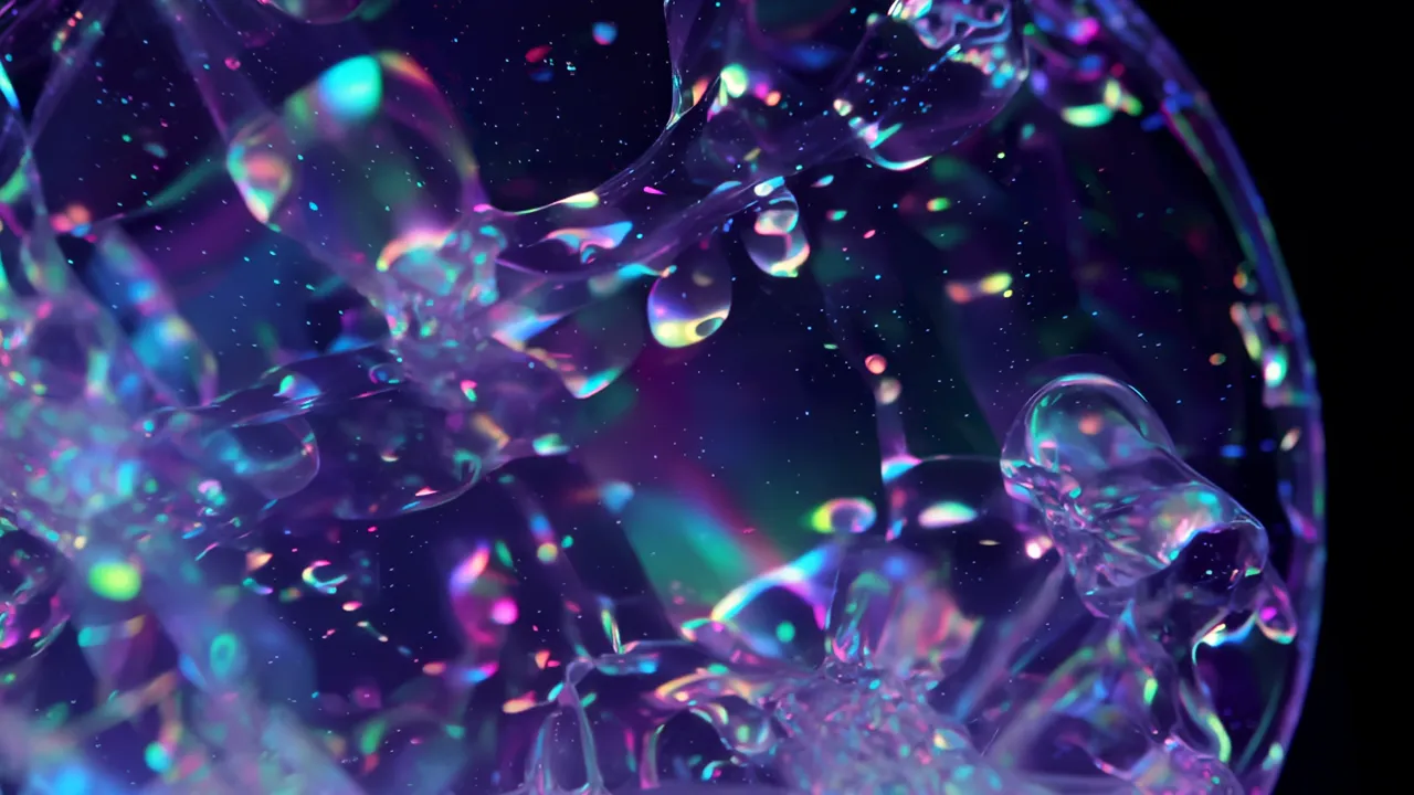 Translucent Masses Shifting and Dissolving in Rainbow Colors