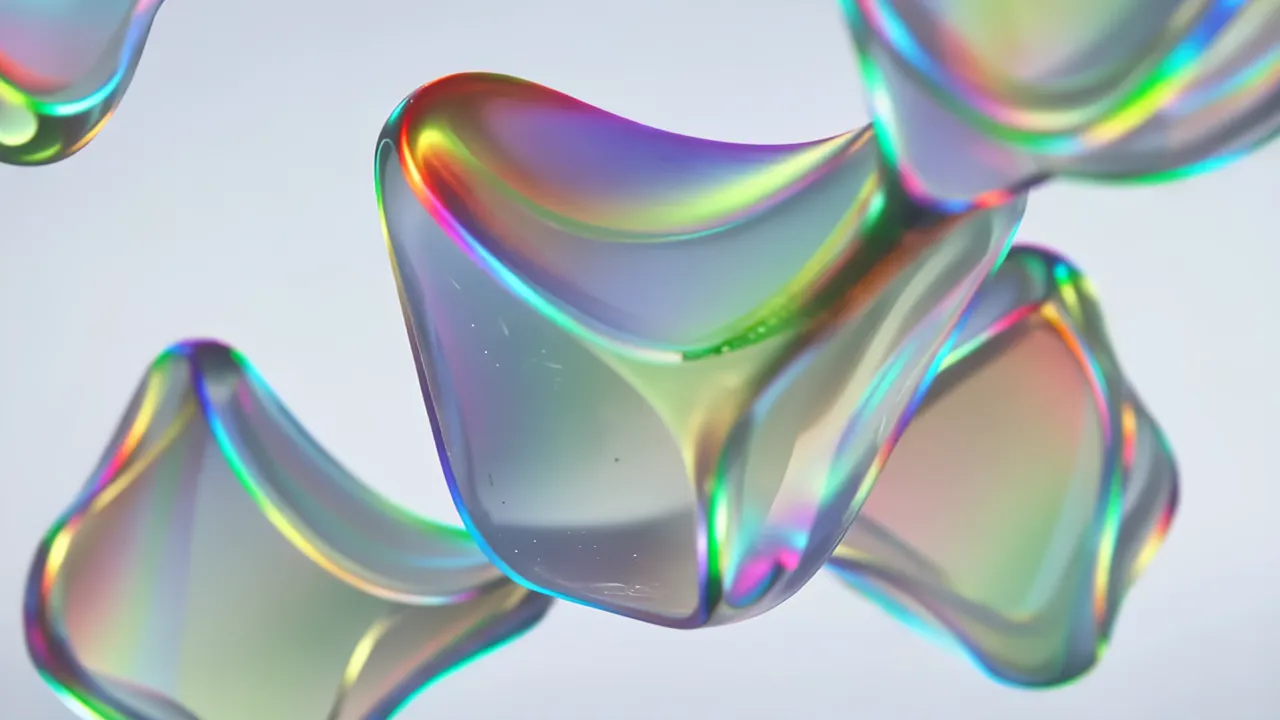 Translucent Masses Shifting and Dissolving in Rainbow Colors