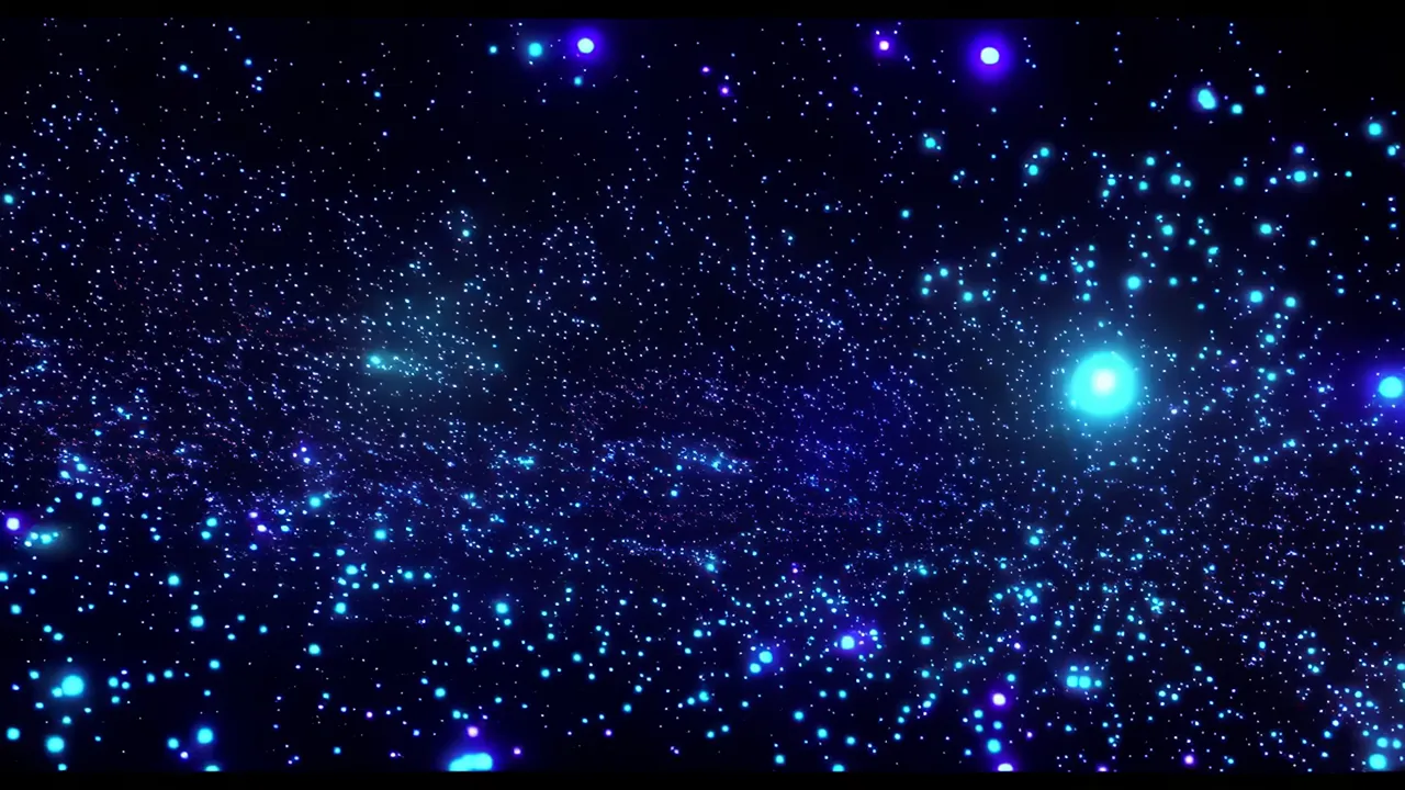 Vast Field of Pulsing Light Points in a Black Void