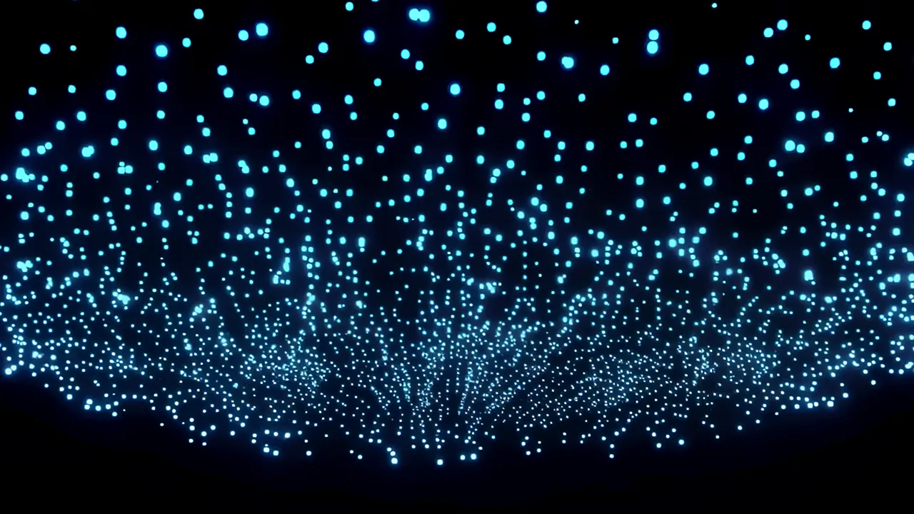 Vast Field of Shifting Light Points in Dark Background