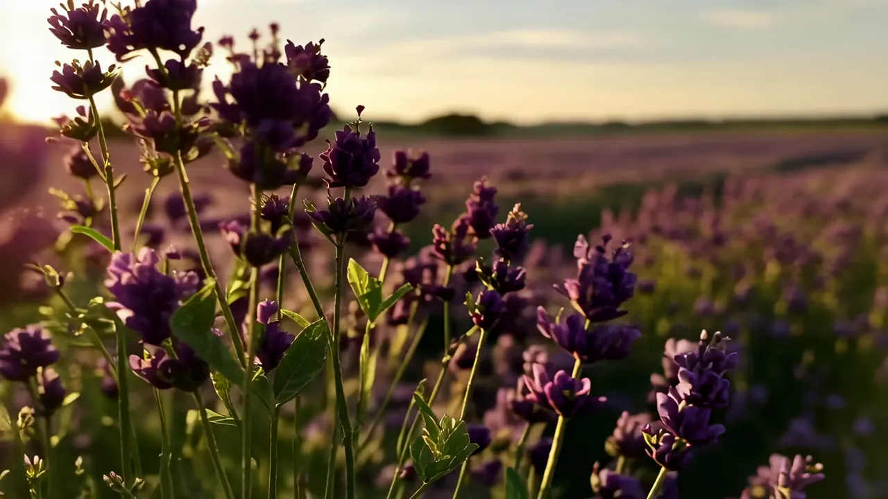 Vast Lavender Field Stretching to Horizon with Gentle Breeze