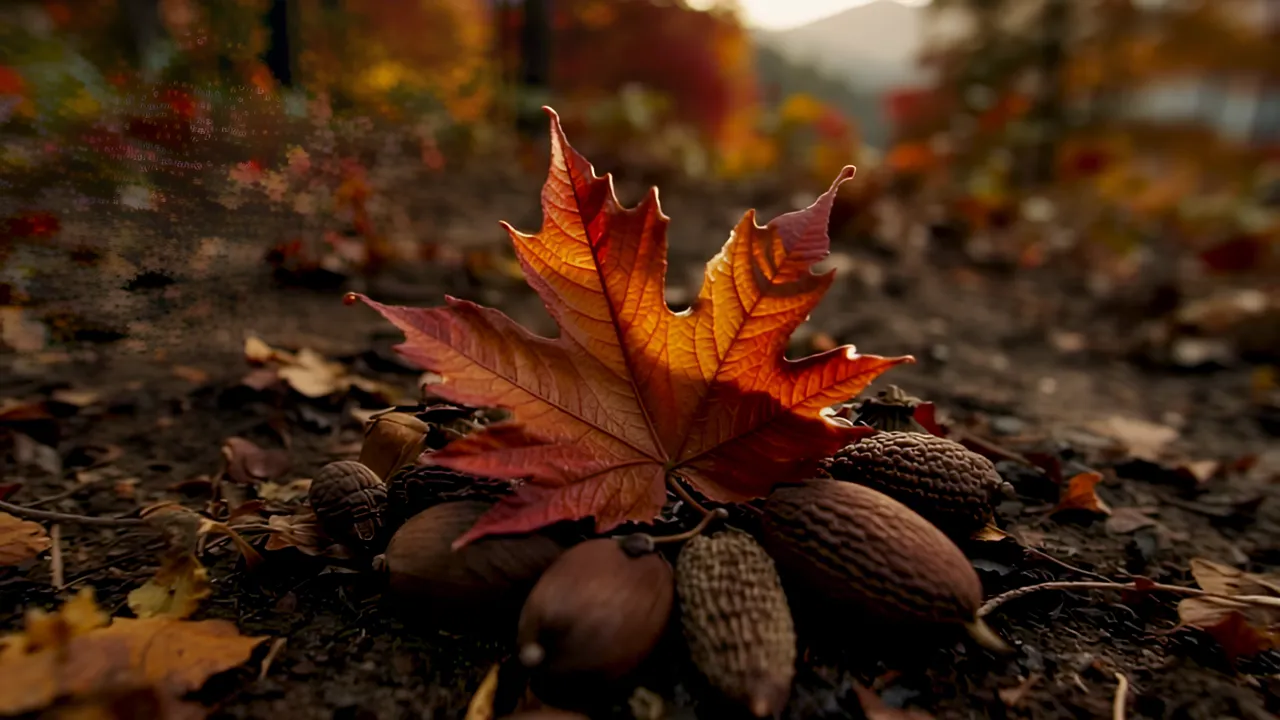 Vibrant Autumn Forest with Red and Yellow Trees