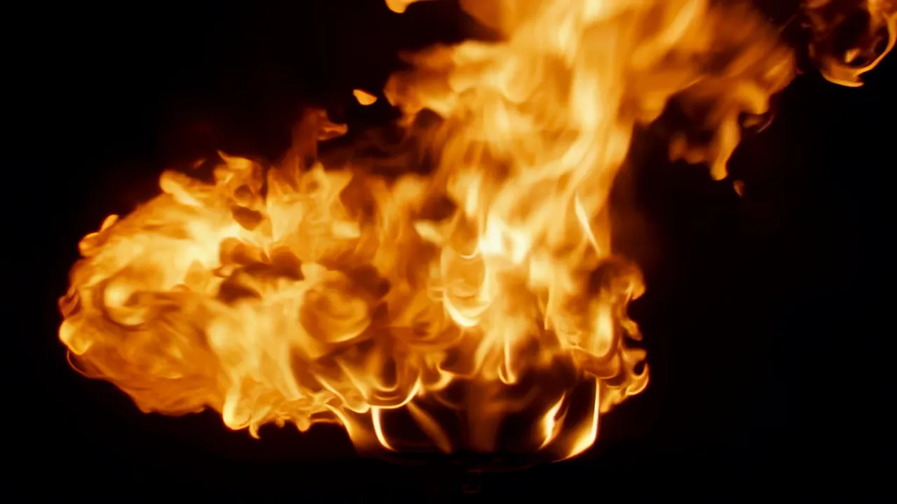 Vibrant Flames Filling the Frame in Motion
