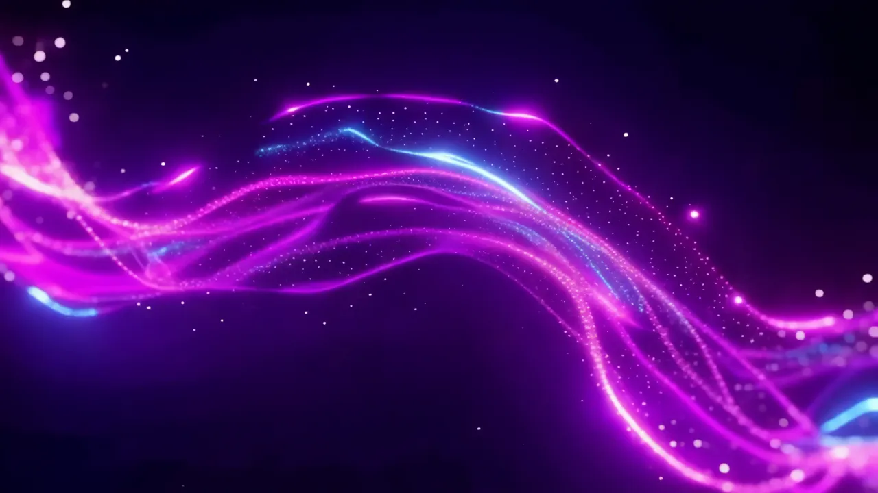 Vibrant Purple Neon Flowing Background with Sparkles