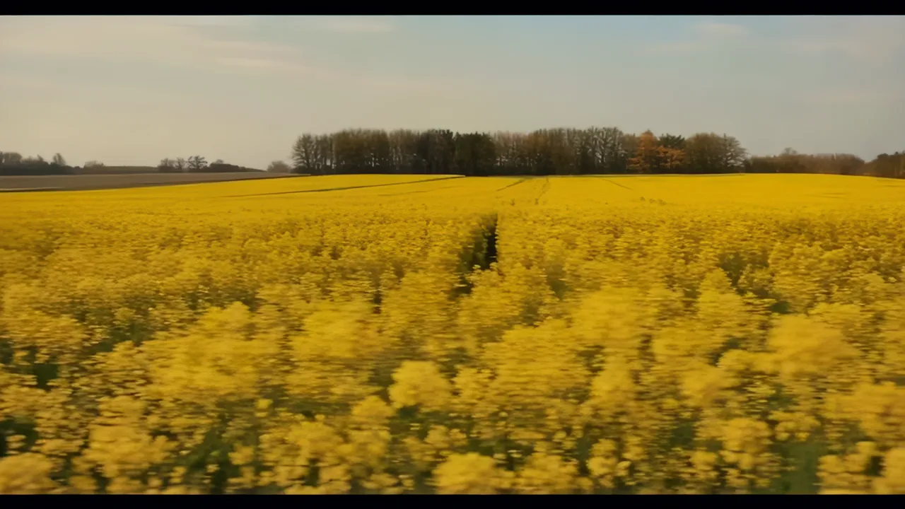 Vibrant Rapeseed Field in Full Yellow Bloom