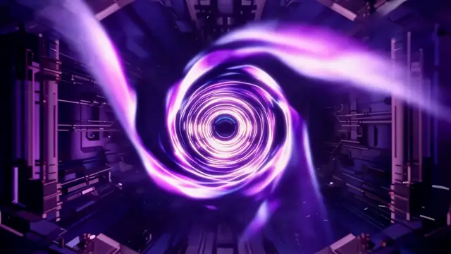 Violet Glow Warp Tunnel with Cosmic Energy Effects