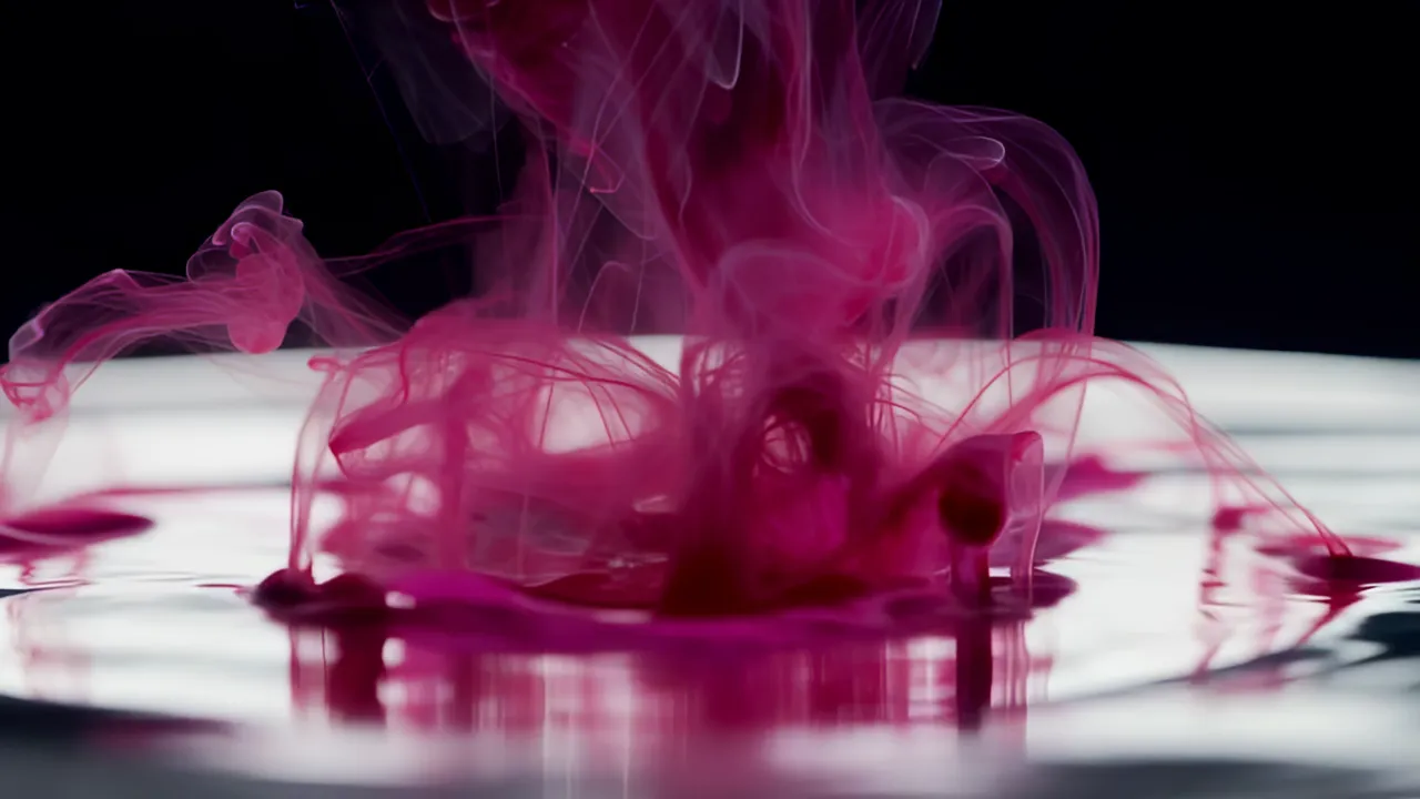 Vivid Red Ink Blooming in Still Water