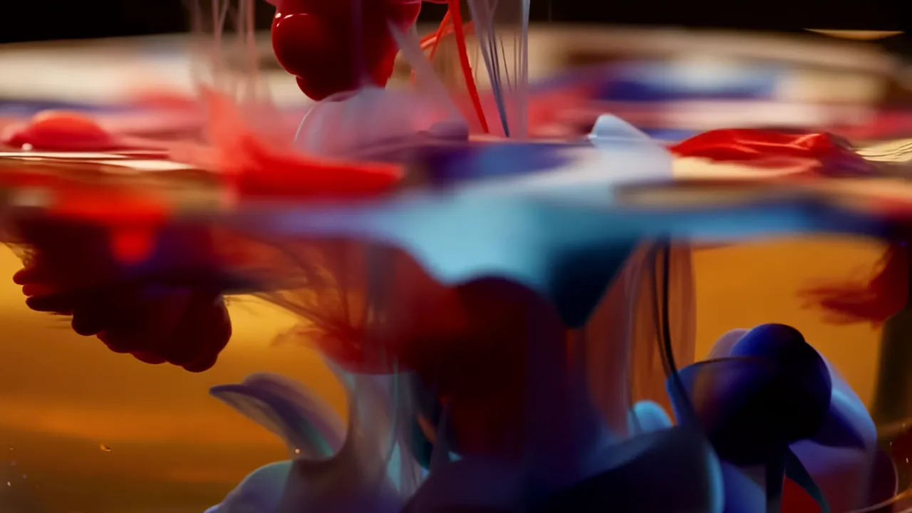 Vivid Red Ink Droplet Blooming in Still Water