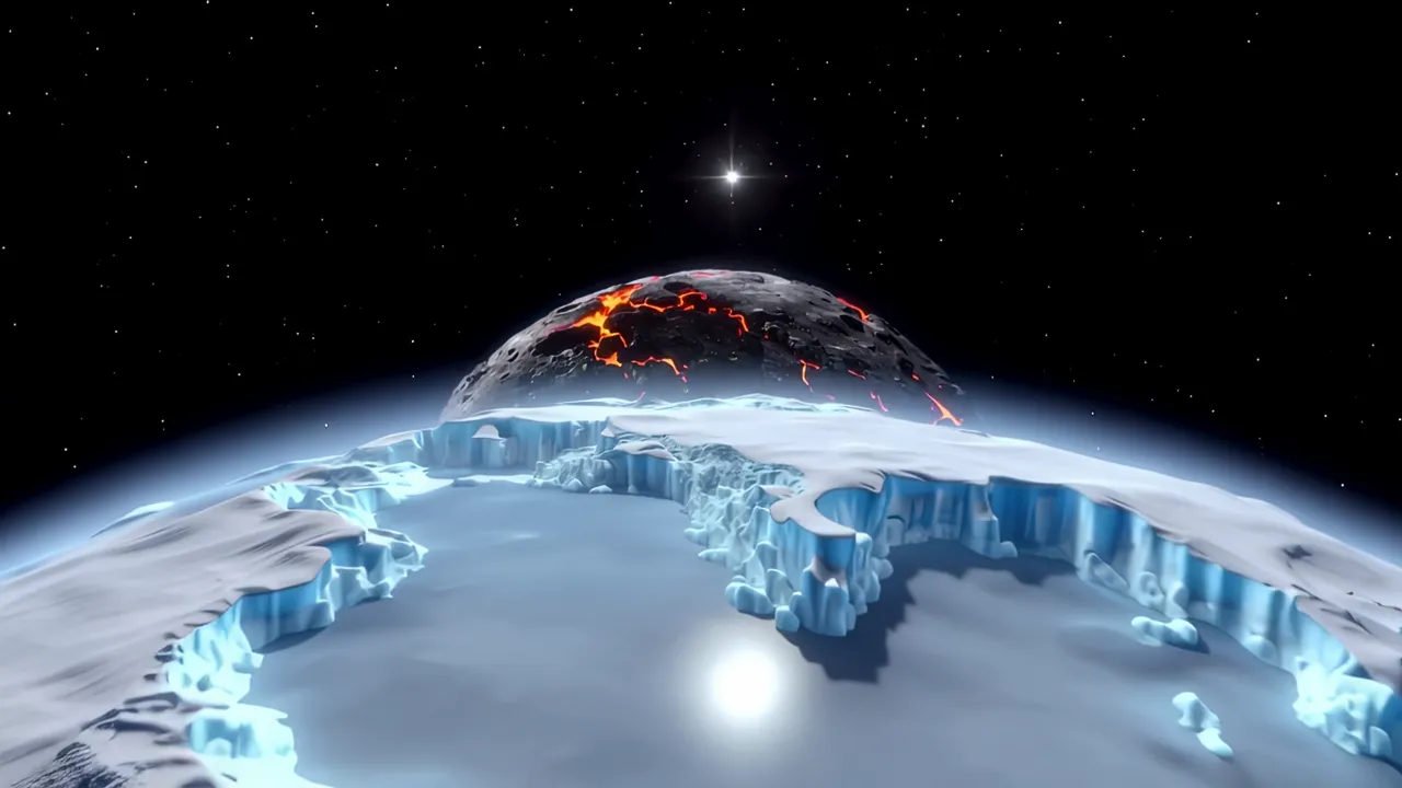 Volcanic Moon Surface with Glowing Lava Flows