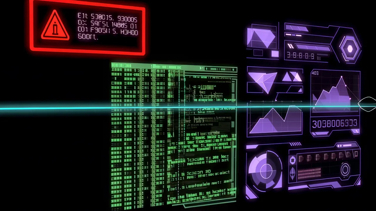 Warning Alert Display with Flashing Indicator and Status Readout