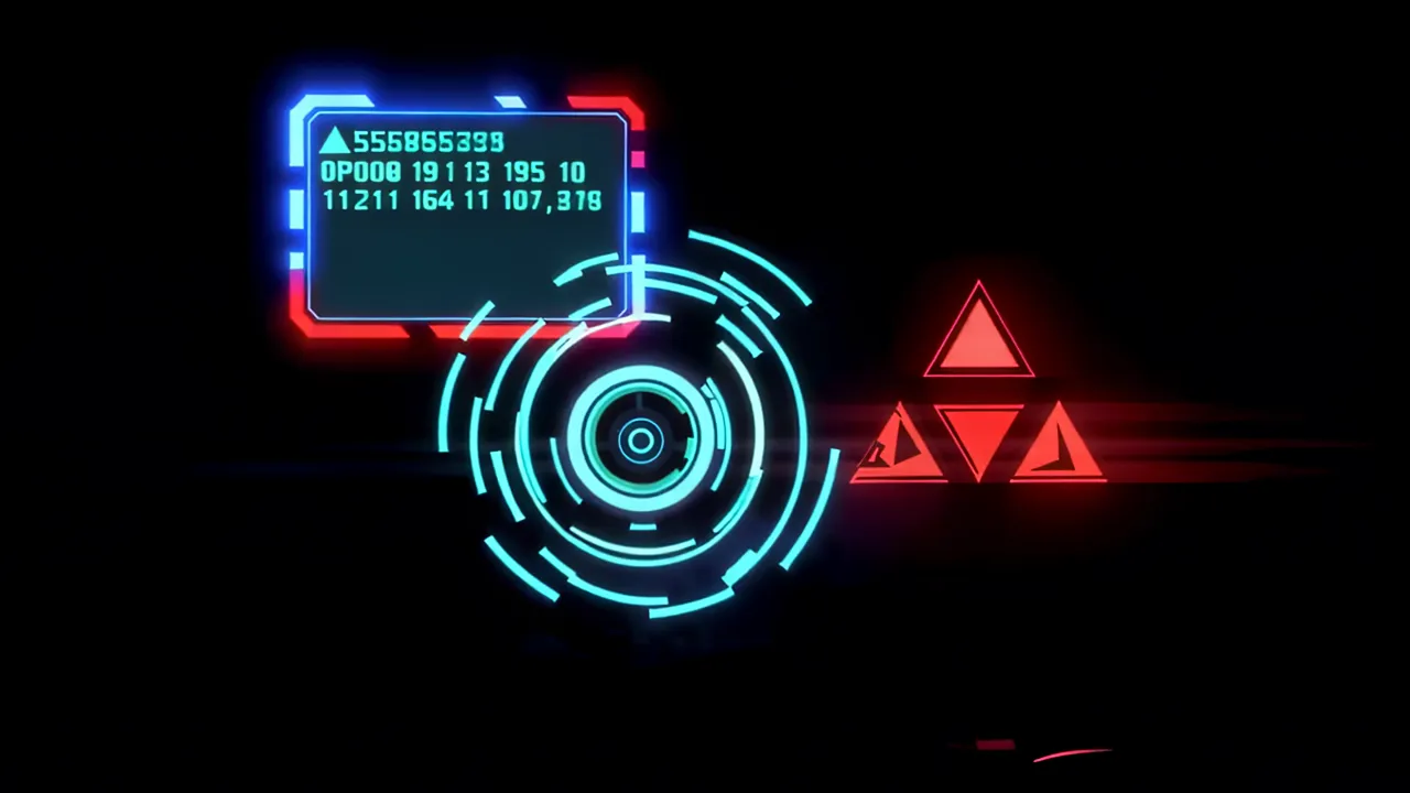 Warning Alert Display with Flashing Indicators and Status Readout