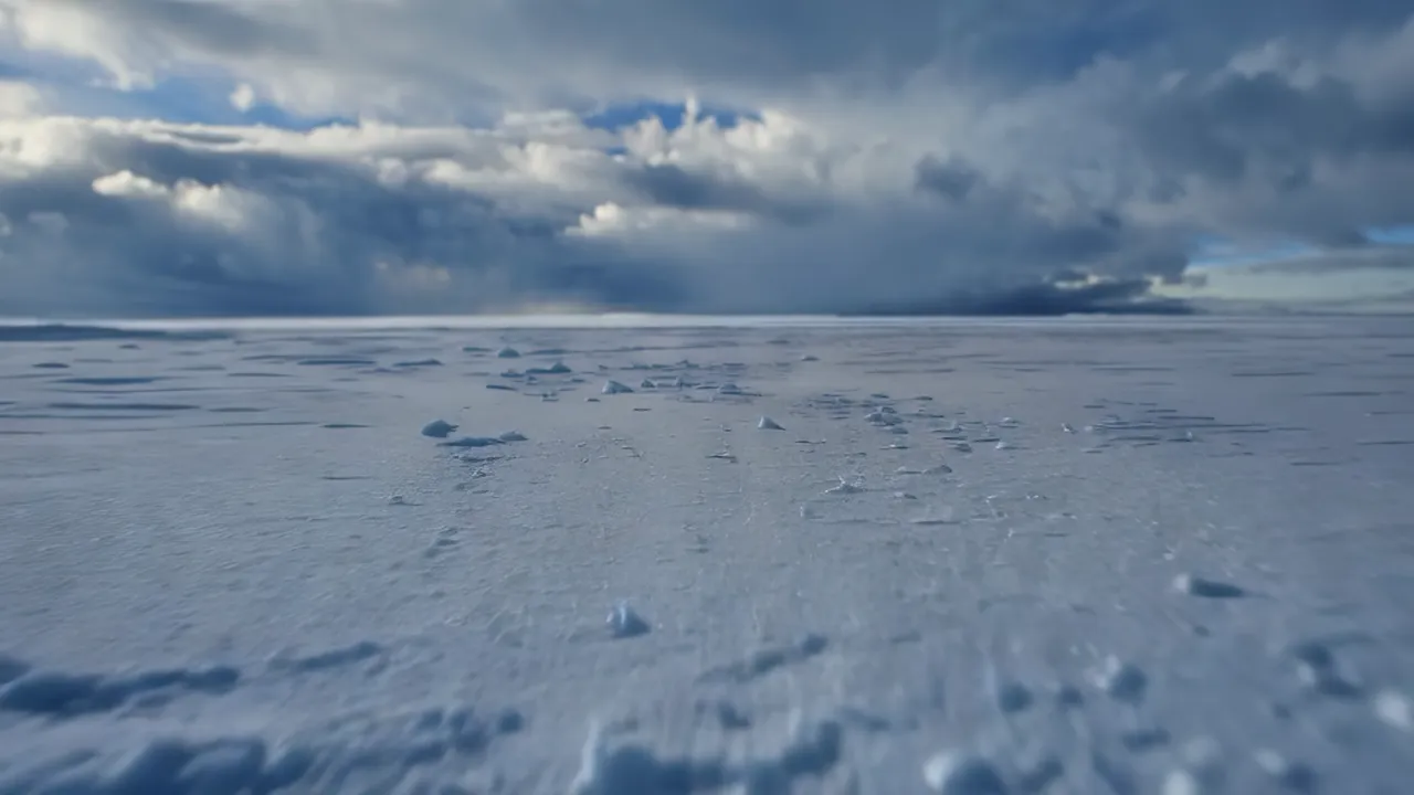 Wide Arctic Ice Field Under Dramatic Winter Sky