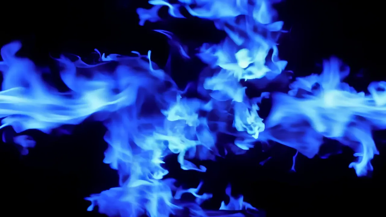 Wide Explosion of Blue Fire Spreading Across the Frame