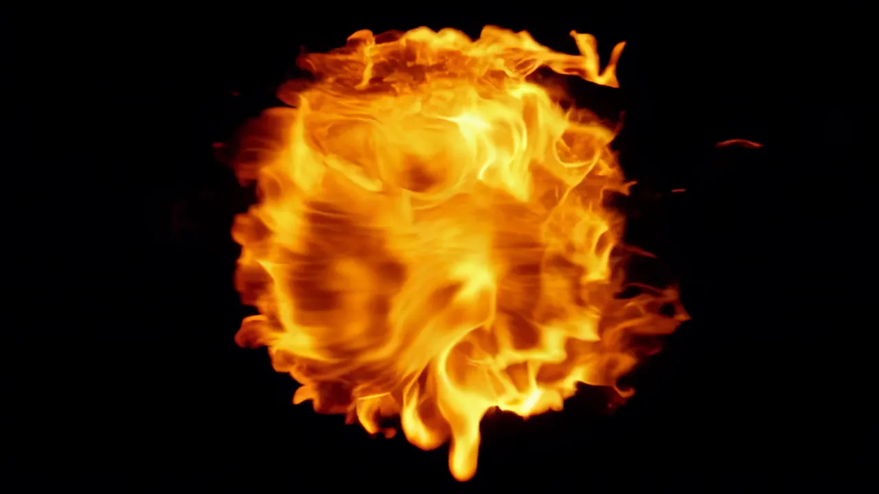 Wide Fire Explosion Spreading Across the Frame