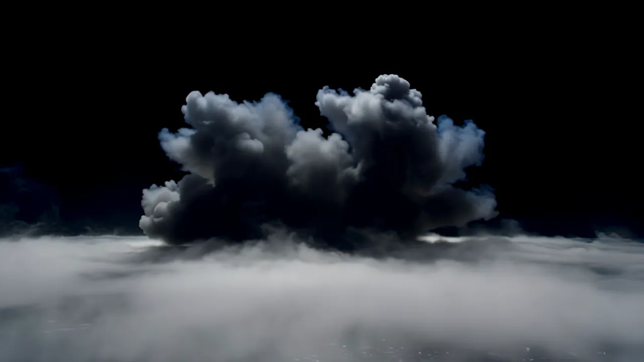 Wide Flat Layer of Mist Spreading Over the Ground